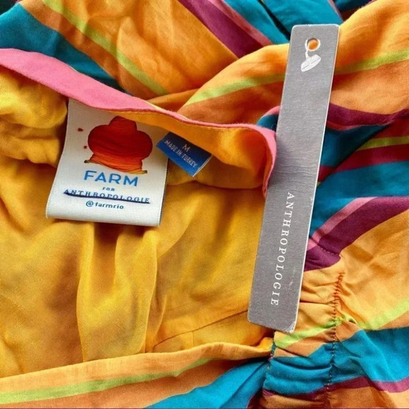 NWT Anthropologie Farm Rio Rainbow Stripe Maxi Midi Summer Dress Medium - Picture 16 of 16